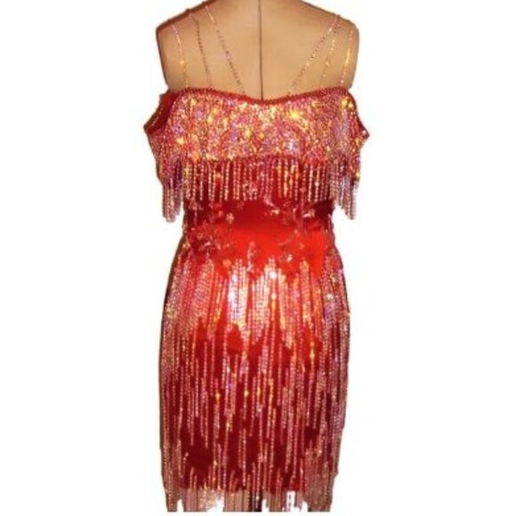 Couture Luxury Designer Wedding Evening Swarovski Crystals Runway Cocktail Dress - Picture 13 of 15